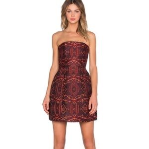 Alice + Olivia Strapless Dress in Red and Black